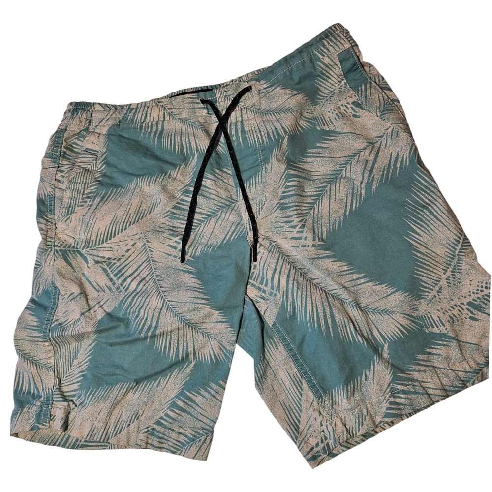 American Eagle Extreme Flex Mens Tropical Palm Leaf Shorts Teal Medium
